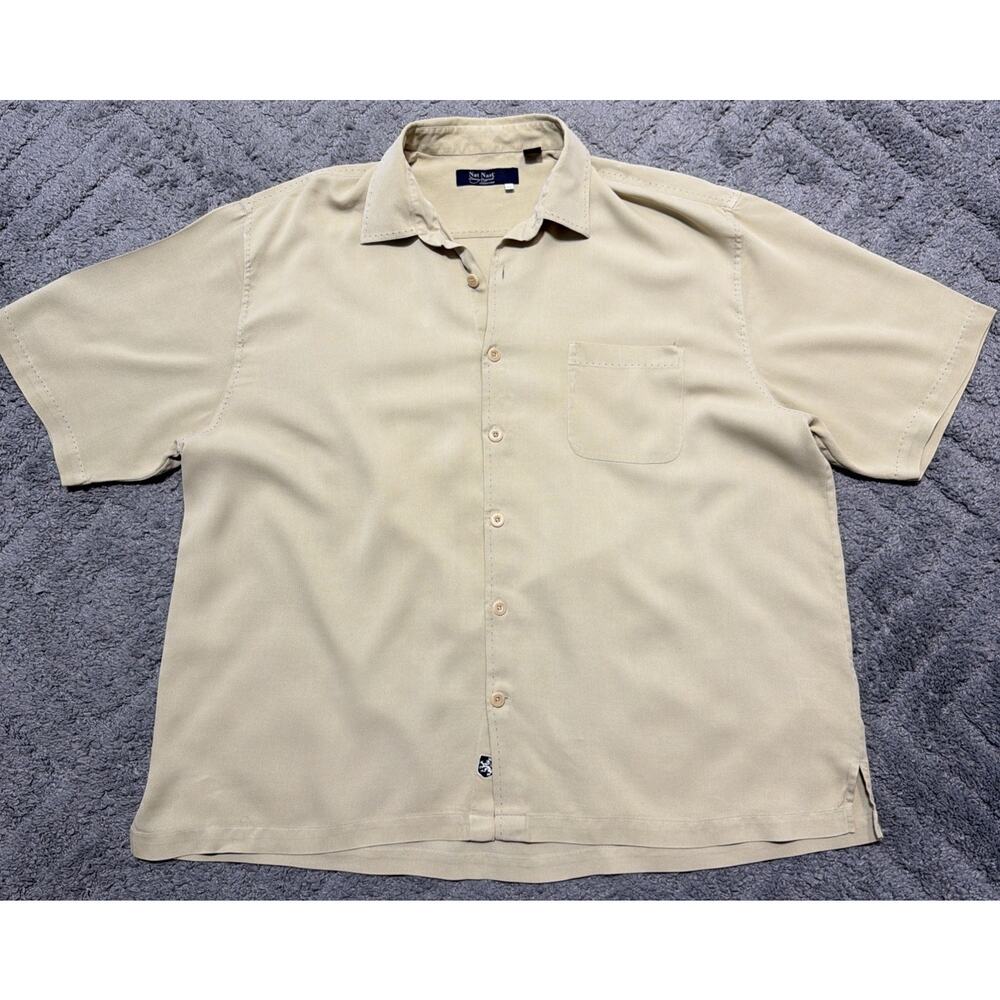 Nat Nast Luxury Originals XXL Silk Embroidered Camp Button-Up Shirt